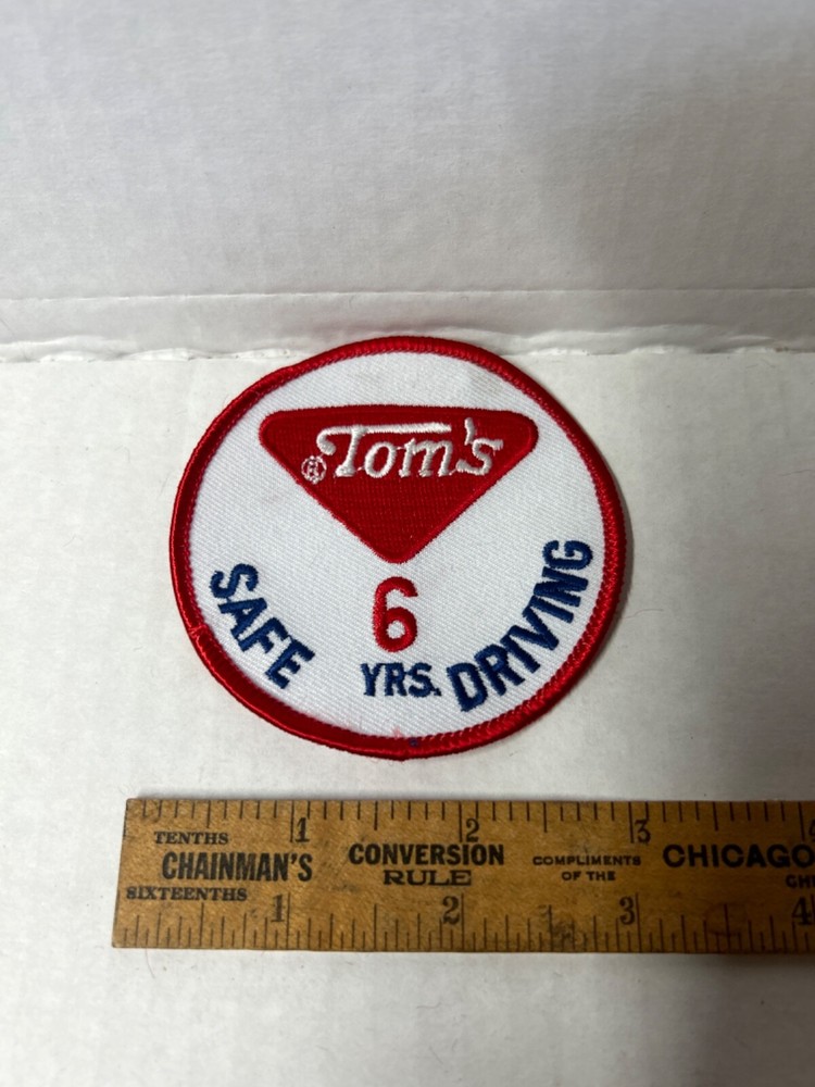 Vintage Tom’s Peanuts Cloth Patch Safe 6 YR. Driver