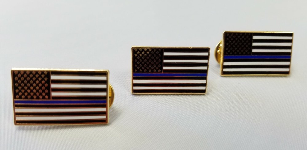 3 Blue Line American Flag Lapel Pin