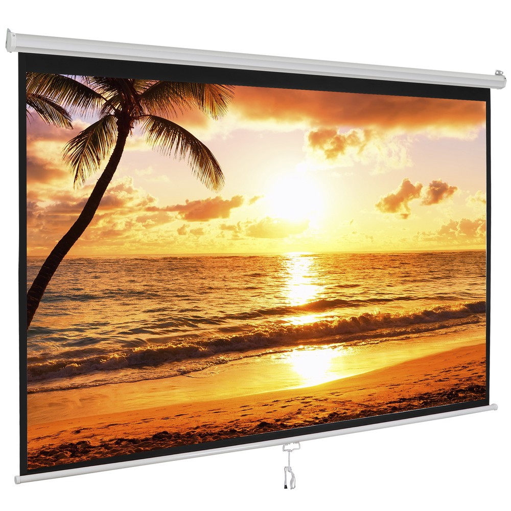 Movie Projector Screen Pull Down 16:10 Foldable Wall Mount HD Projection Screen