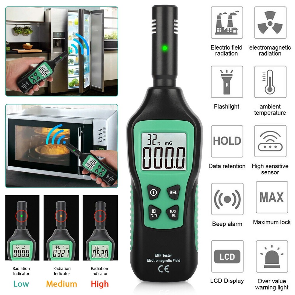 LCD Radiation Dosimeter EMF Meter Electromagnetic Radiation Detector Accessories