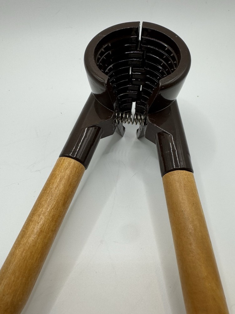 Vintage Metal Nutcracker Nut Cracker Wooden Handles