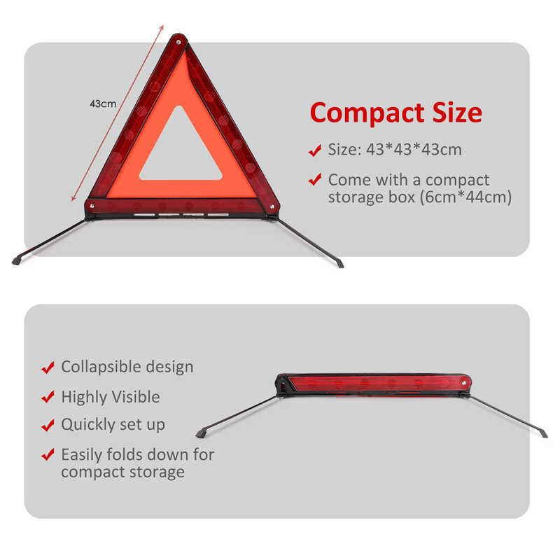 3 Warning Triangle Kit DOT Approved Emergency Reflective Warning Road Safety US