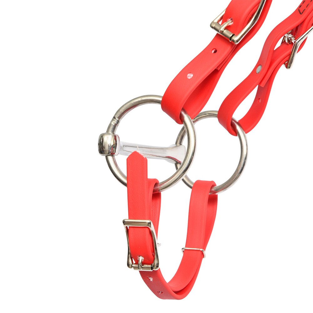 READY MADE- HORSE SIZE Red CURB STRAP