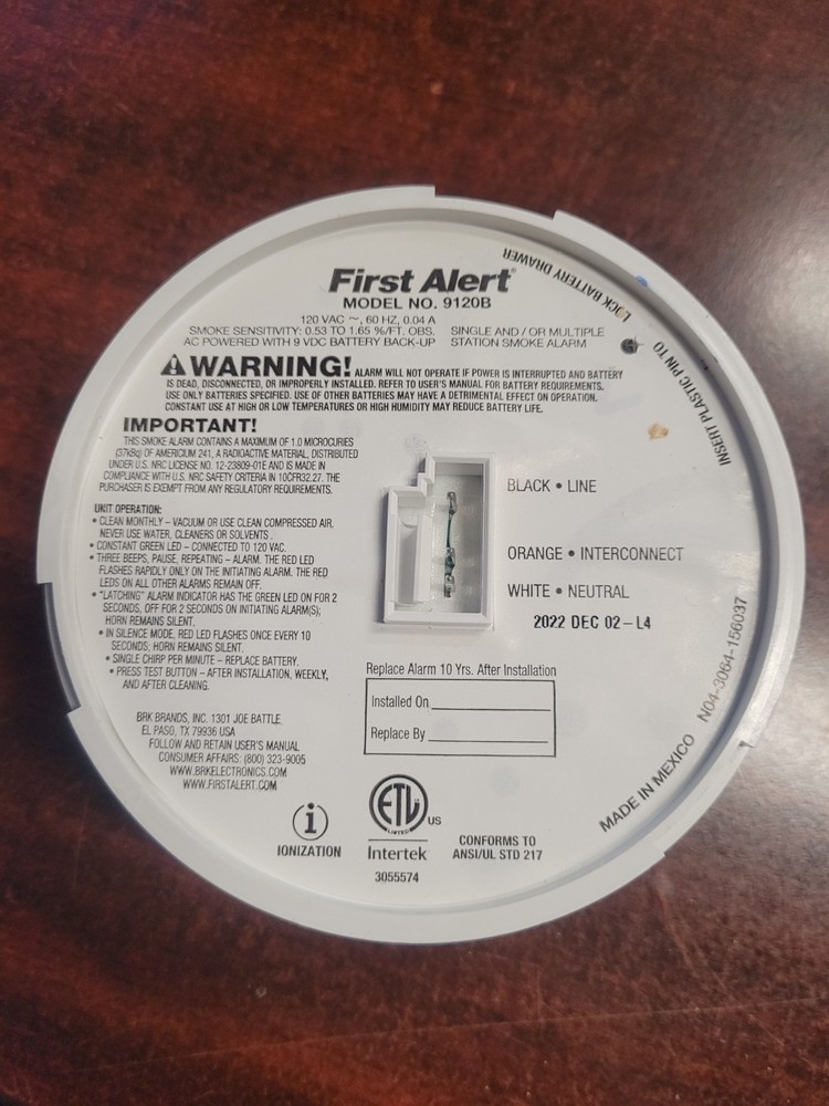 First Alert 9120B Smoke Detector
