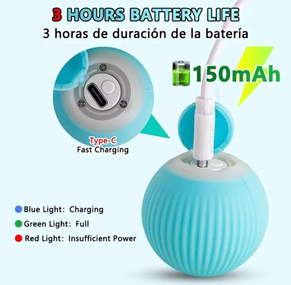 Smart Rotating Ball Cat & Dog Toy Rolling Ball Interactive Rotating 2 Blue