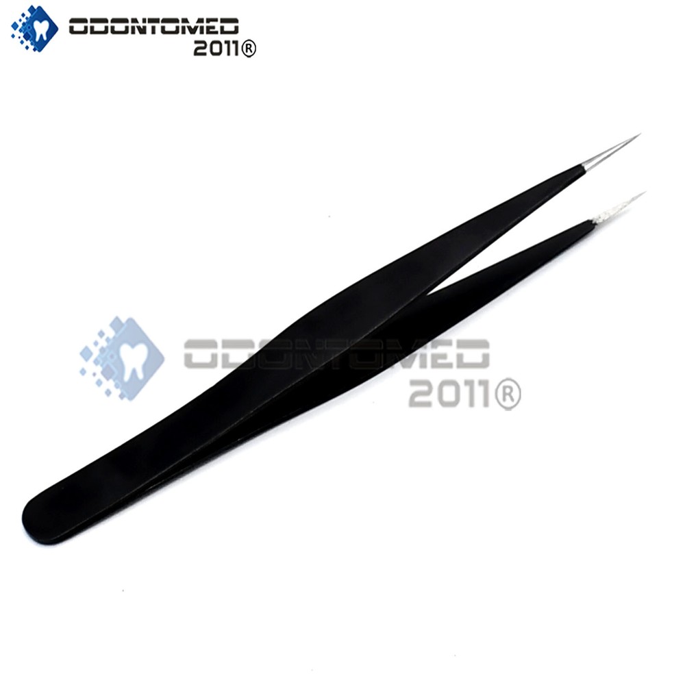 New 3" Eyebrow Tweezers SHARP Precision Tips COLOR BLACK - Solid Classic Design