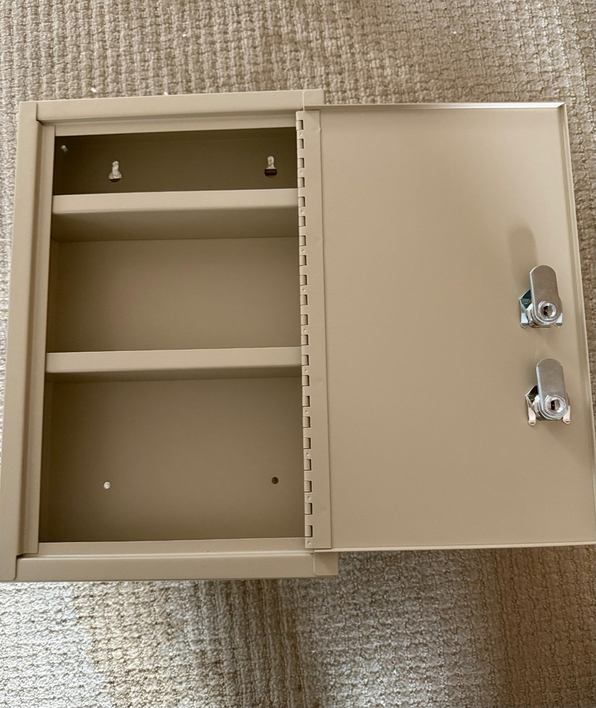medical security cabinet with double key locks beige
