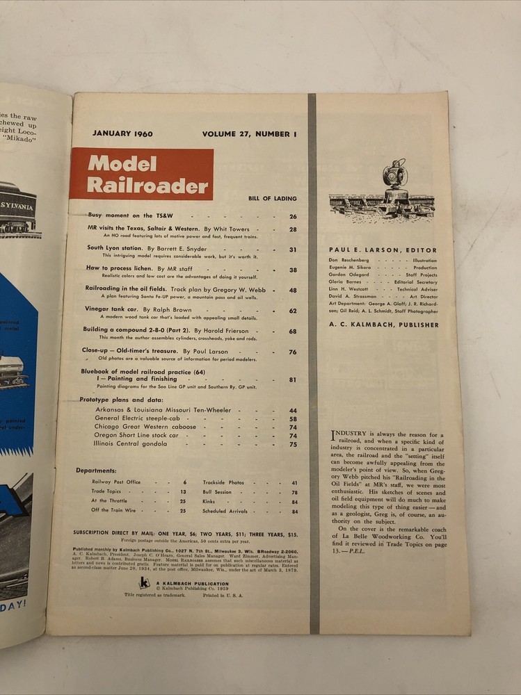 Model Railroader Magazine January 1960
