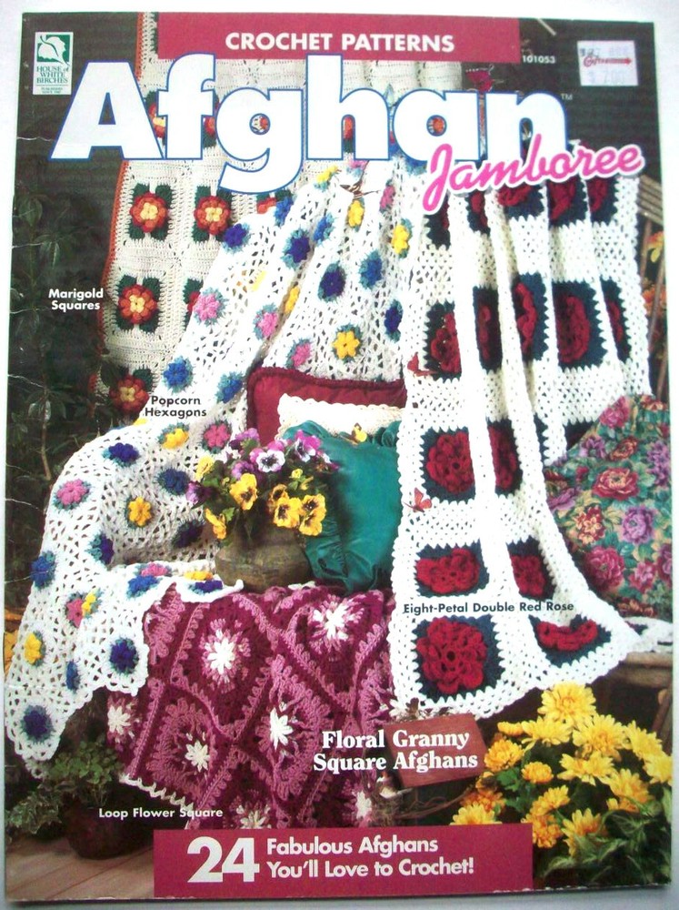 Afghan Jamboree 24 designs crochet pattern throw blanket