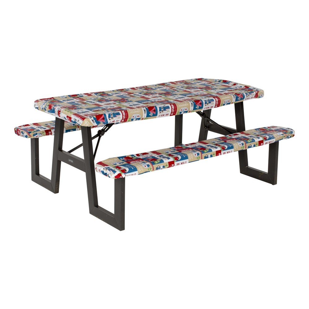 Lippert Vinyl Tablecloth with Bench Covers - Camping Patchwork #2022107835