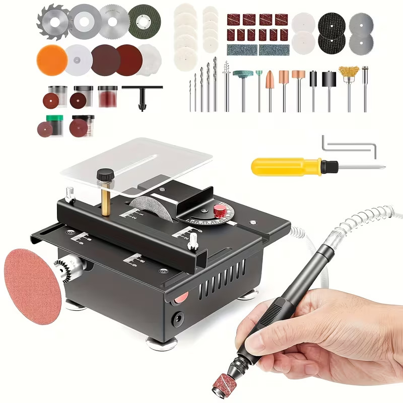 Compact Table Saw, Versatile And Portable, Suitable for Cutting, Sanding, Drill