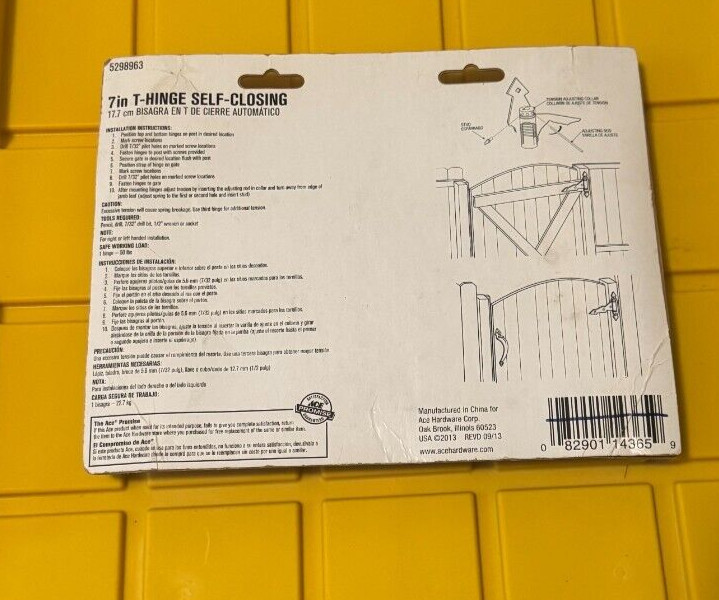 Ace T-Hinge Self-Closing 2 Pack Black 7" Tool