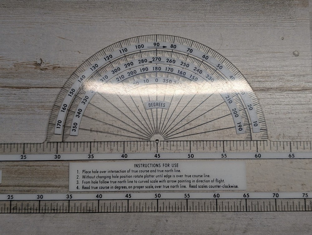 Aviation Flight Plotter Protractor WAC Sectional Chart Navigation Tool Pilot