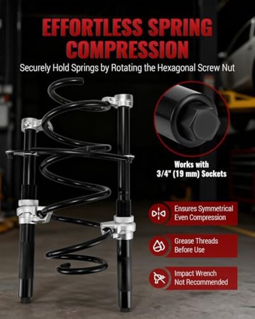 Spring Compressor Tool, Coil Spring Compressor Tool and 10.6" Max Safe Opening