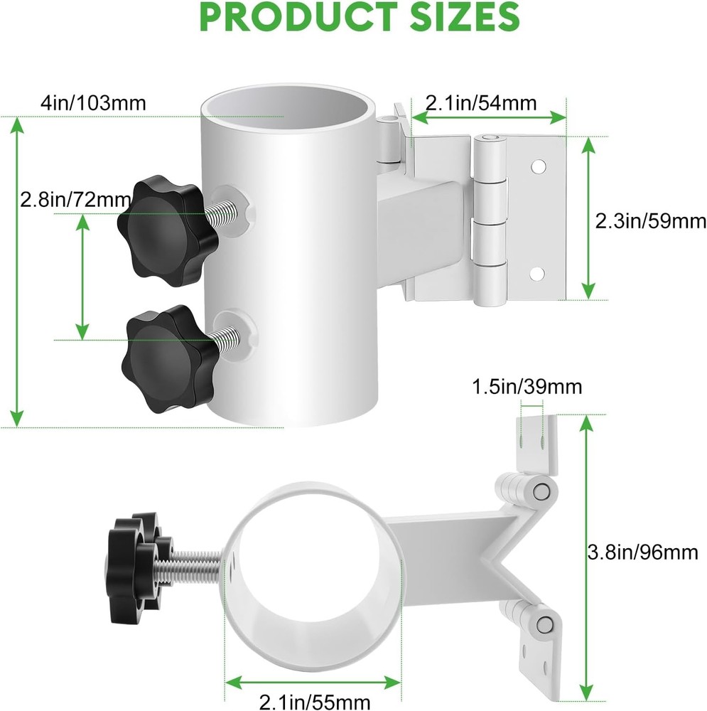 Umbrella Holder for Deck Railing, Adjustable Deck Umbrella Mount White