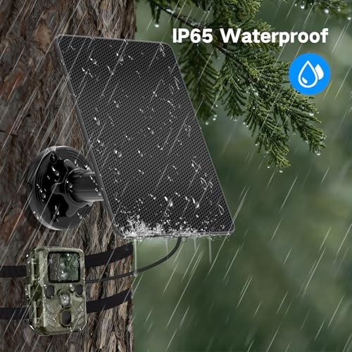 Trail Camera Solar Panel, Built-in 5000mAh Rechargeable Battery Solar Panel