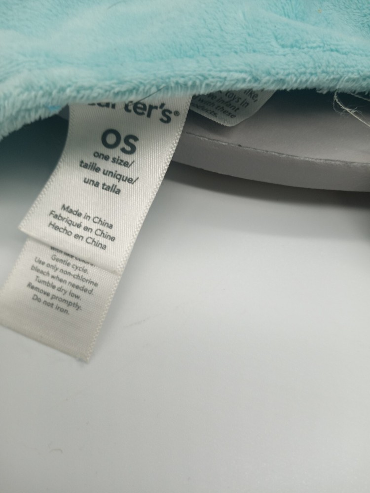 Carter's Rectangle Aqua Gray Elephant Pacifier Strap Lovey Security Blanket Ratt