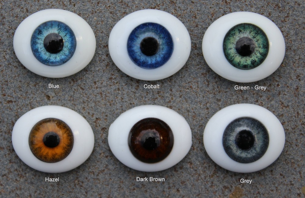 Solid Glass, Flatback Oval Paperweight Eyes - Hazel, 24mm