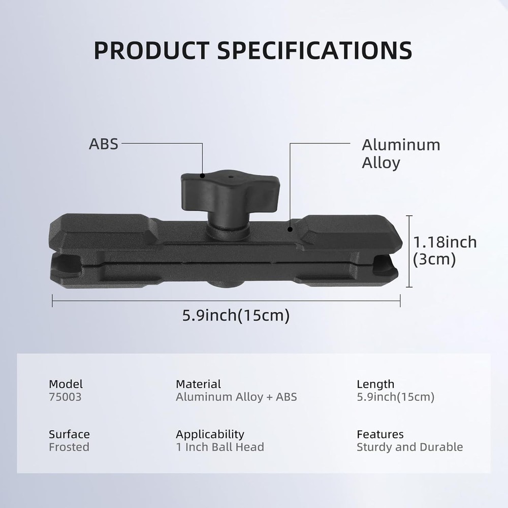Double Socket Arm,Extension Arm Compatible with RAM Large socket arm, Black