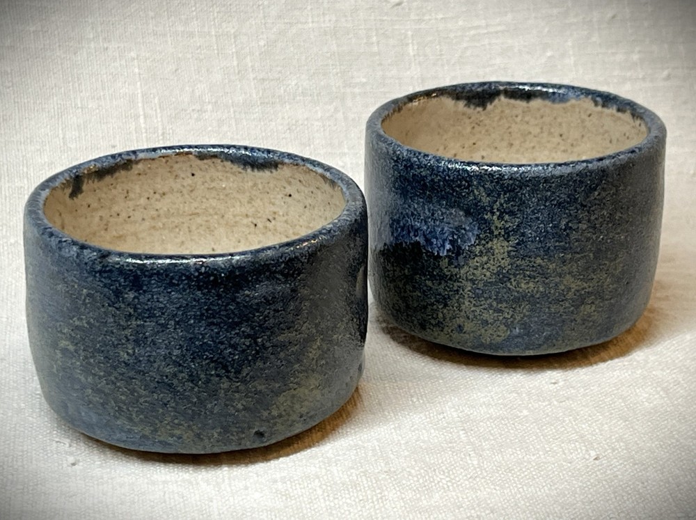 Handpainted Handcrafted Studio Art Pottery Lidded Teapot Cups Set.