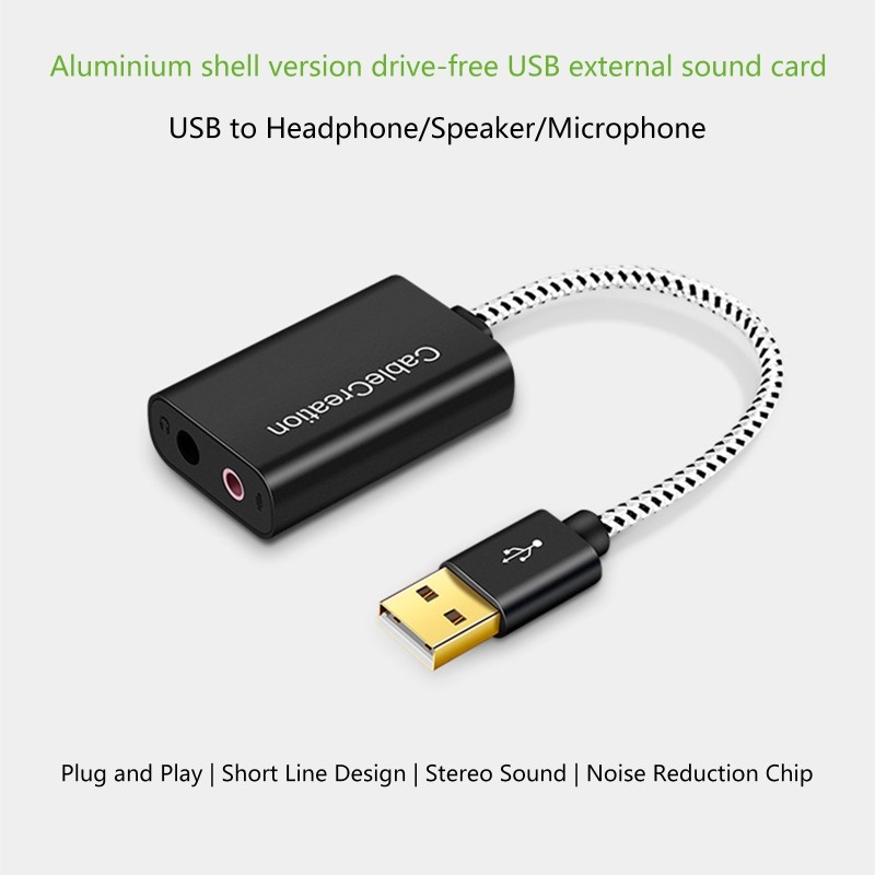 USB External Sound Card 3.5mm Adapter USB to Microphone Speaker Adapter