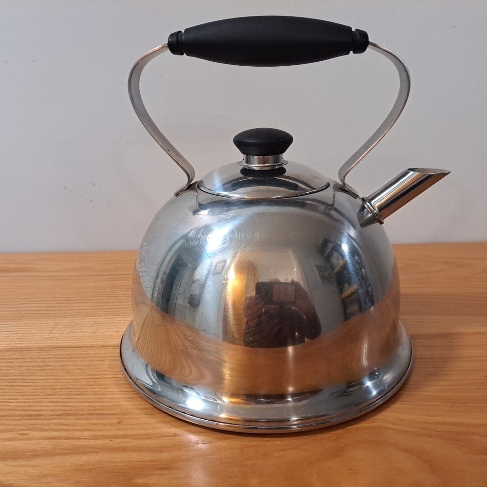 Farberware Stainless Steel Tea Kettle Silver 2 Quart Black Handles
