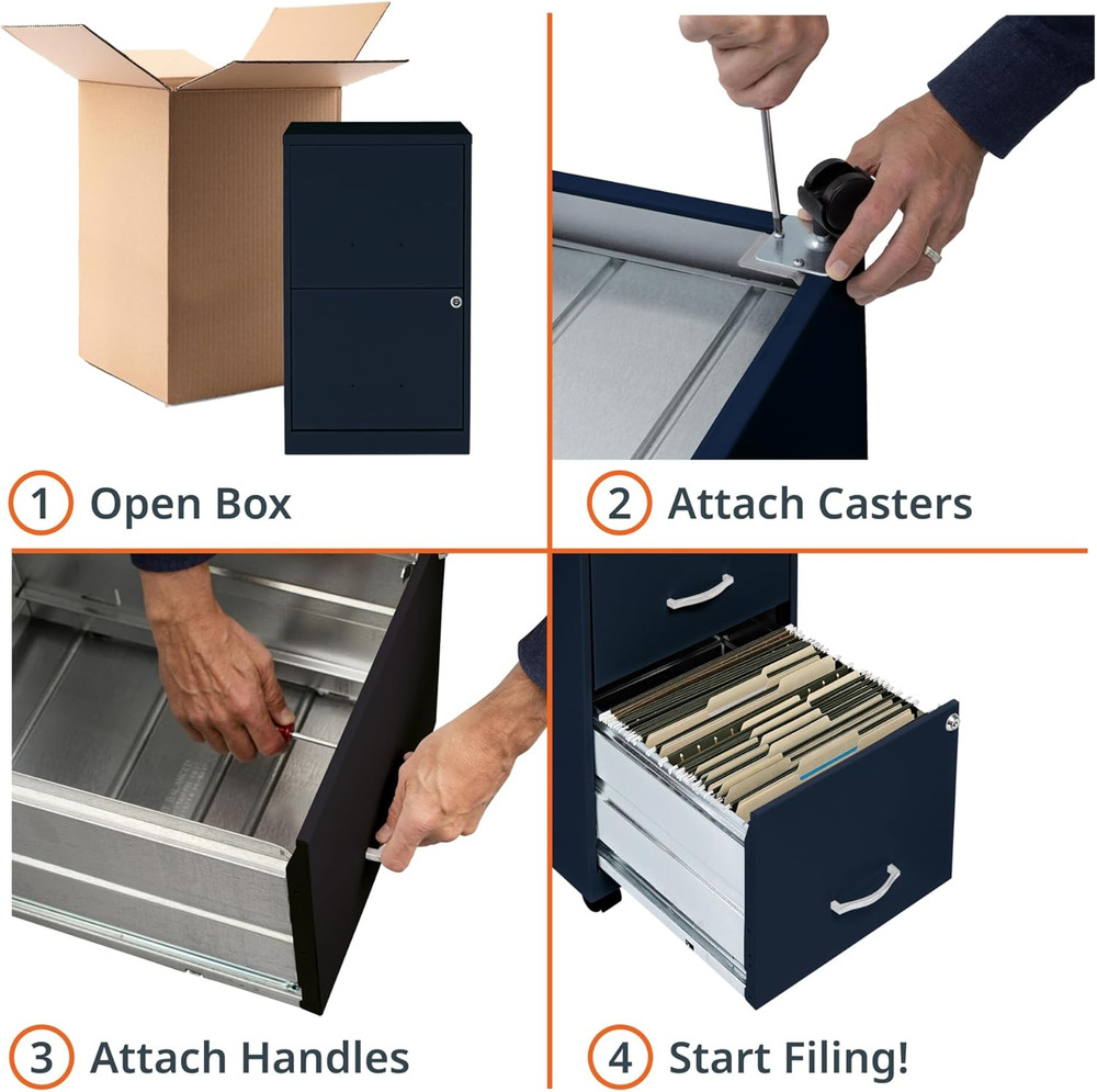 LYS SOHO File/File Mobile File Cabinet, Navy