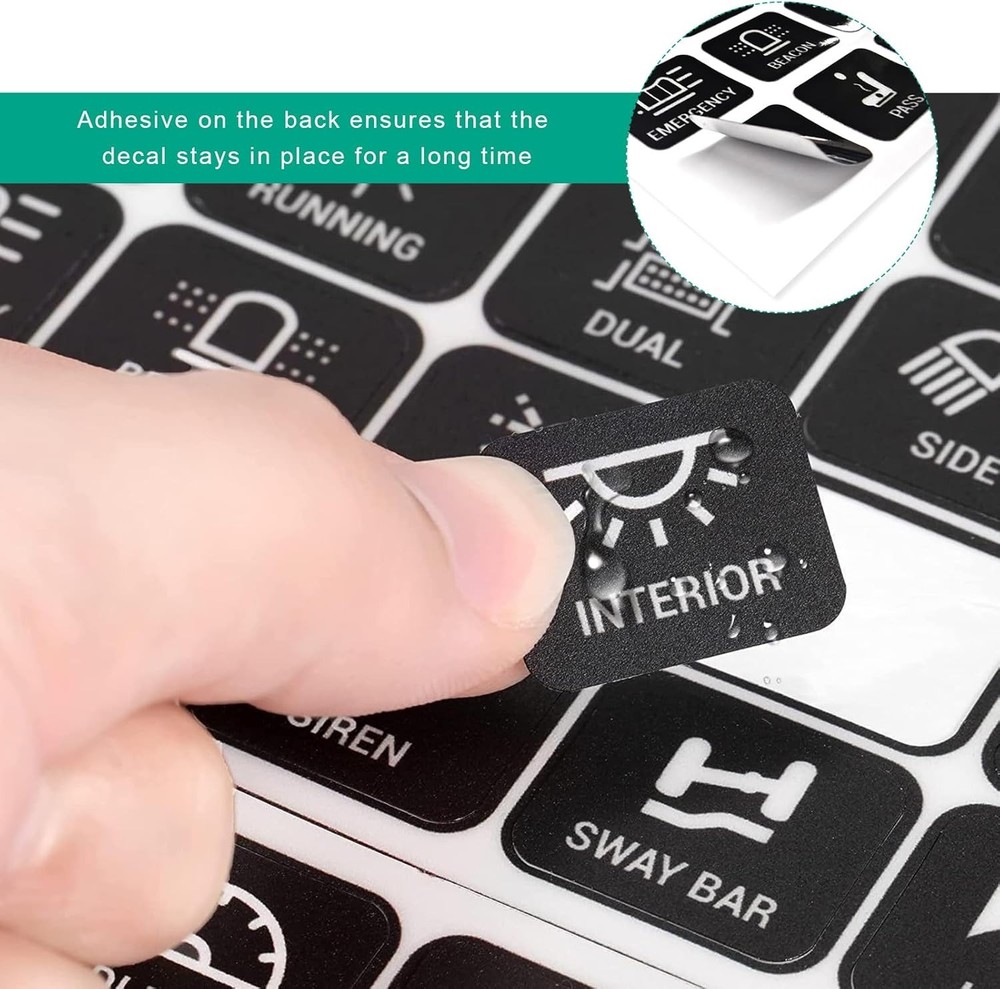 120PCS Car Switch Panel Sticker, Auto Console Switch Label Decal Kit Panel Butto
