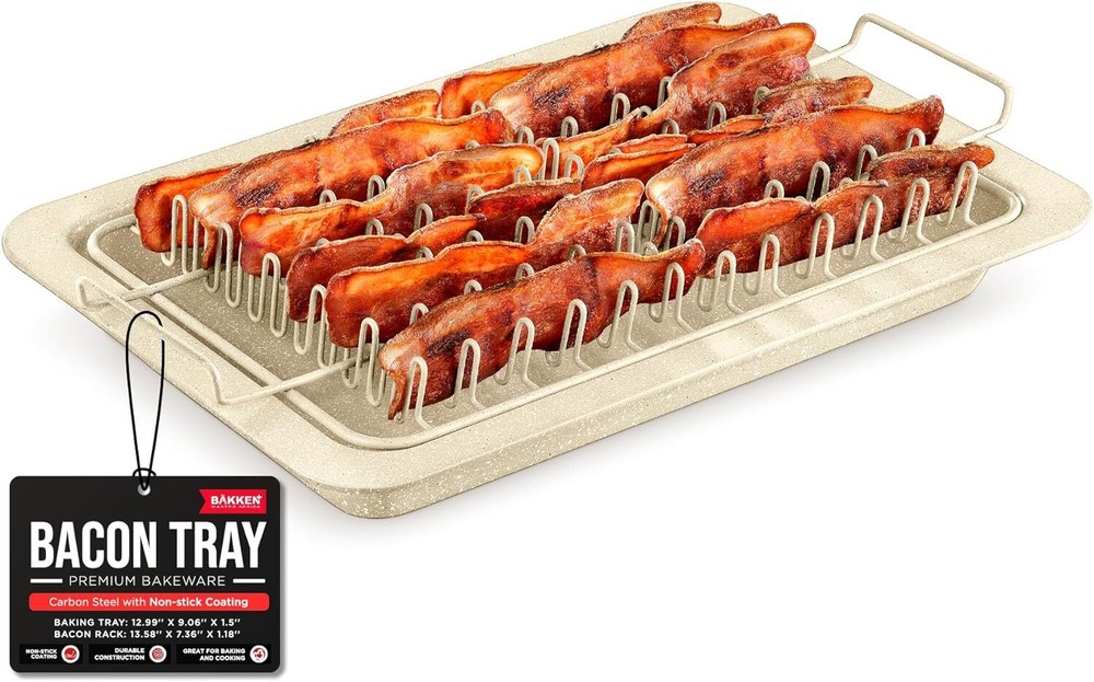 Bacon Tray - 2-Piece Set – Marble Coating - 2 Piece Set, White