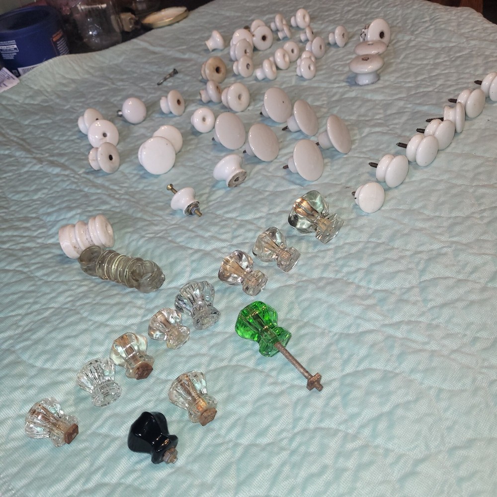 vintage glass drawer pulls