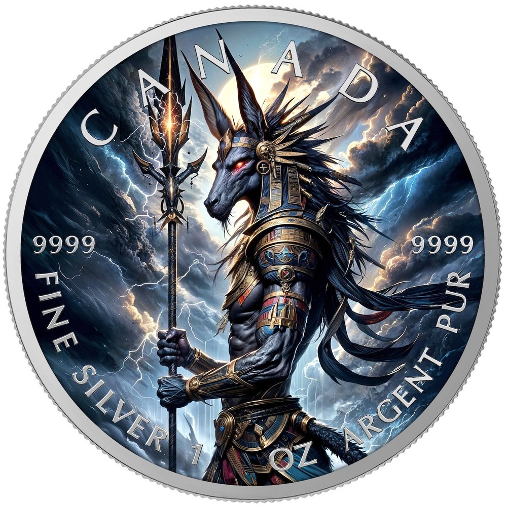 Canada 2025 Maple Leaf Anubis Edition 1 oz Colorized Silver Art Coin