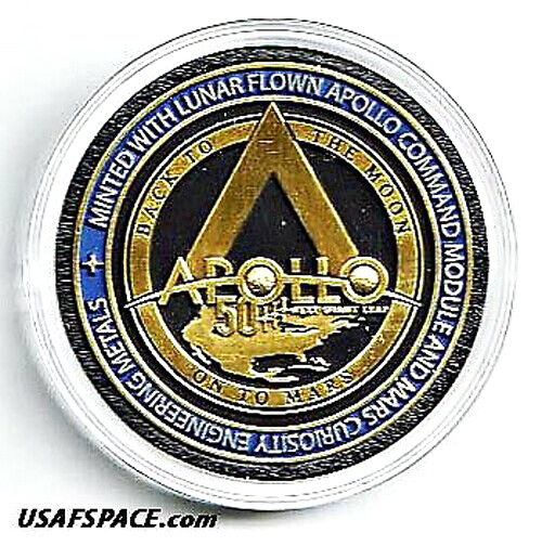 APOLLO PROGRAM - 50th Anniversary - LUNAR FLOWN METAL - NASA MEDALLION - COA