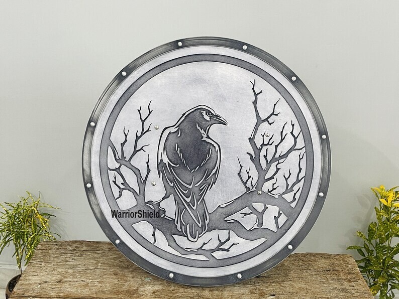 Handmade Medieval Premium Shield | Raven Battleworn Shield