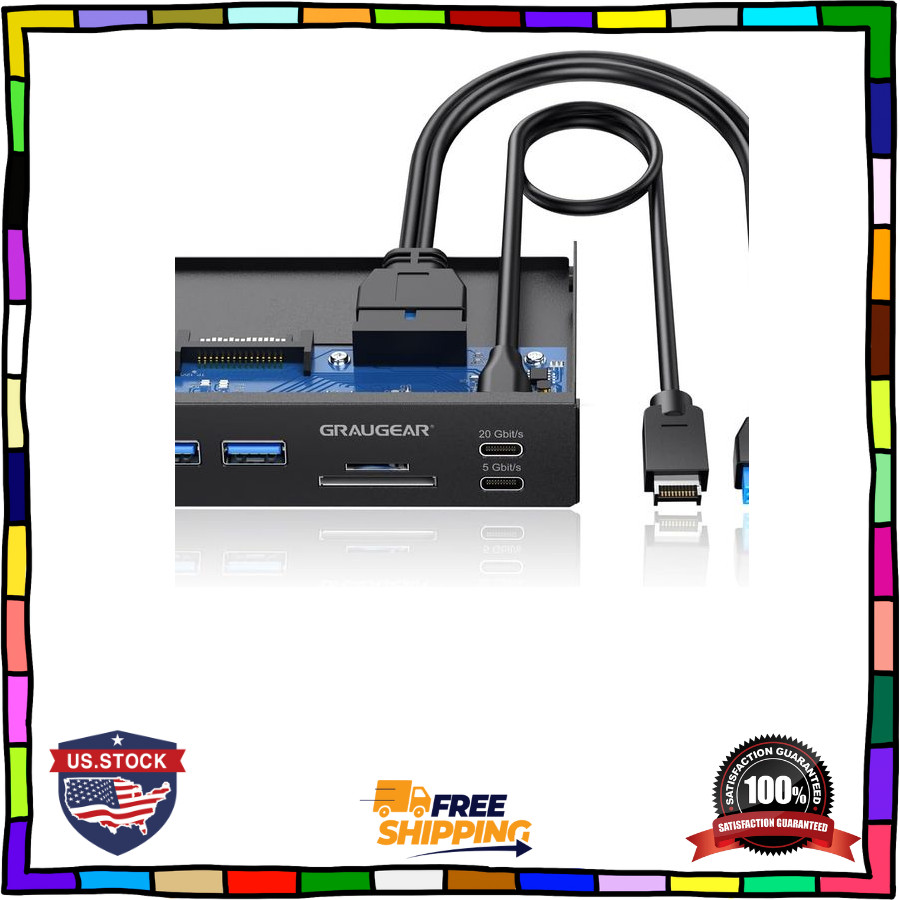 3.5 Inch Front Panel USB C Hub, Sd/Microsd Internal Card Reader, 20Gbps USB 3.2