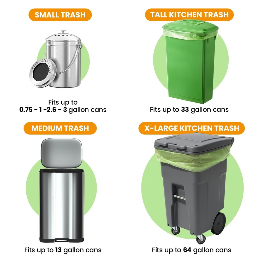 Compostable Bags for Kitchen Compost Bin, 1.2 Gallon, 125 Count, Certified by...