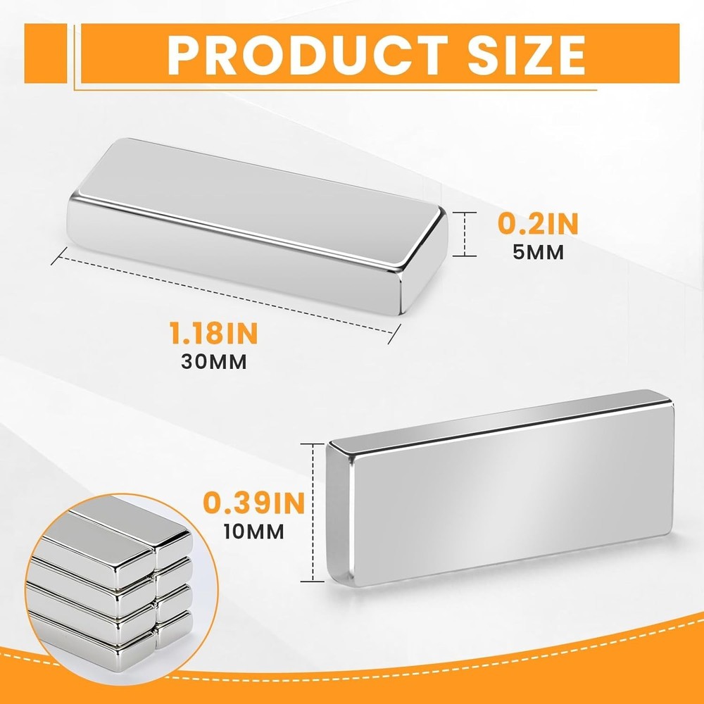 Heavy Duty 7 Pcs Rectangular Rare Earth Magnets, Anti-Scratch for DIY Projects