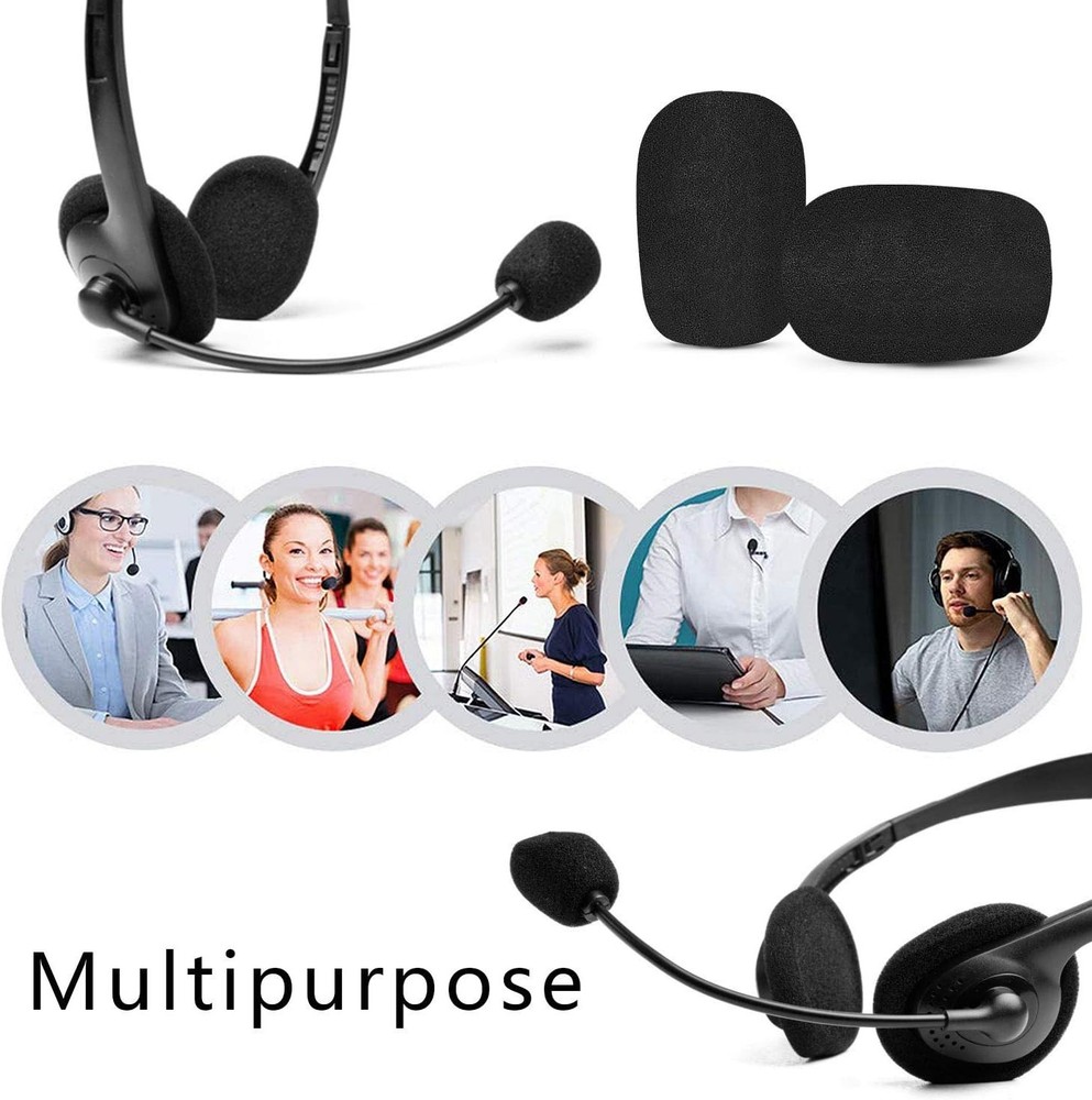 10 Pack Lapel Microphone Windscreen, Headset Windscreen, Mic Foam Covers, Black