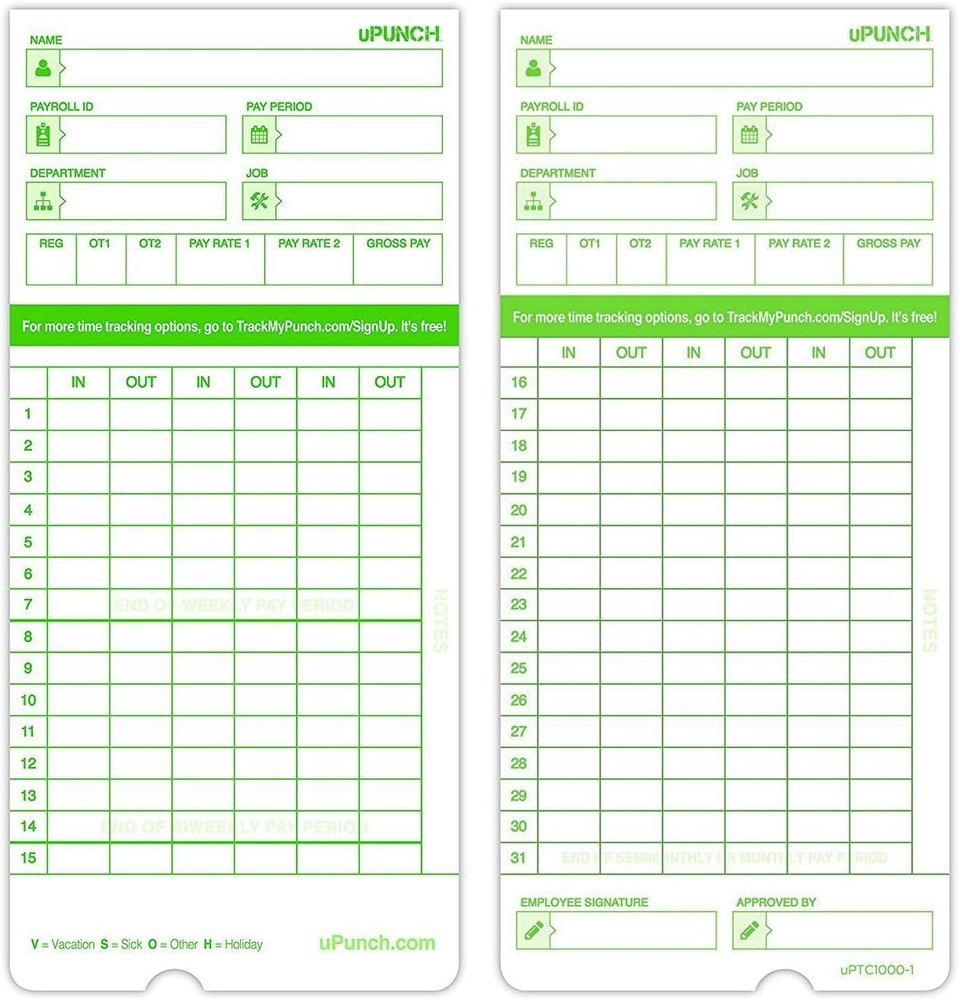 100 Time Cards for HN3000