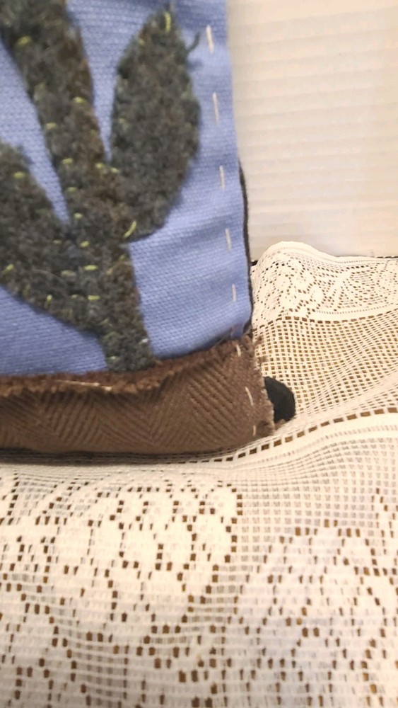 Picking Poppies Sheep Applique' Pattern Throw Pillow