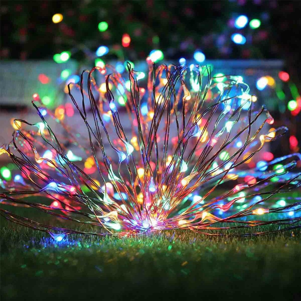 2 Pack 33 Ft 100 LEDs Copper Wire String Fairy Lights Solar Powered Mini LED
