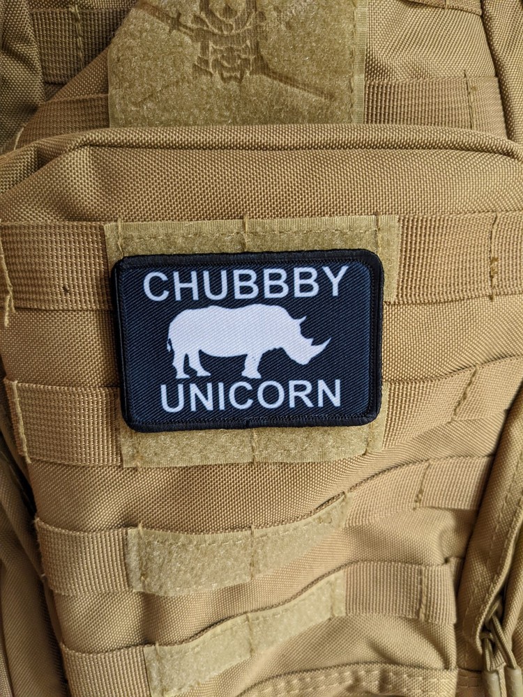 Chubby unicorn rhino meme animals 2"x3" hook & loop tactical patch Funny edc