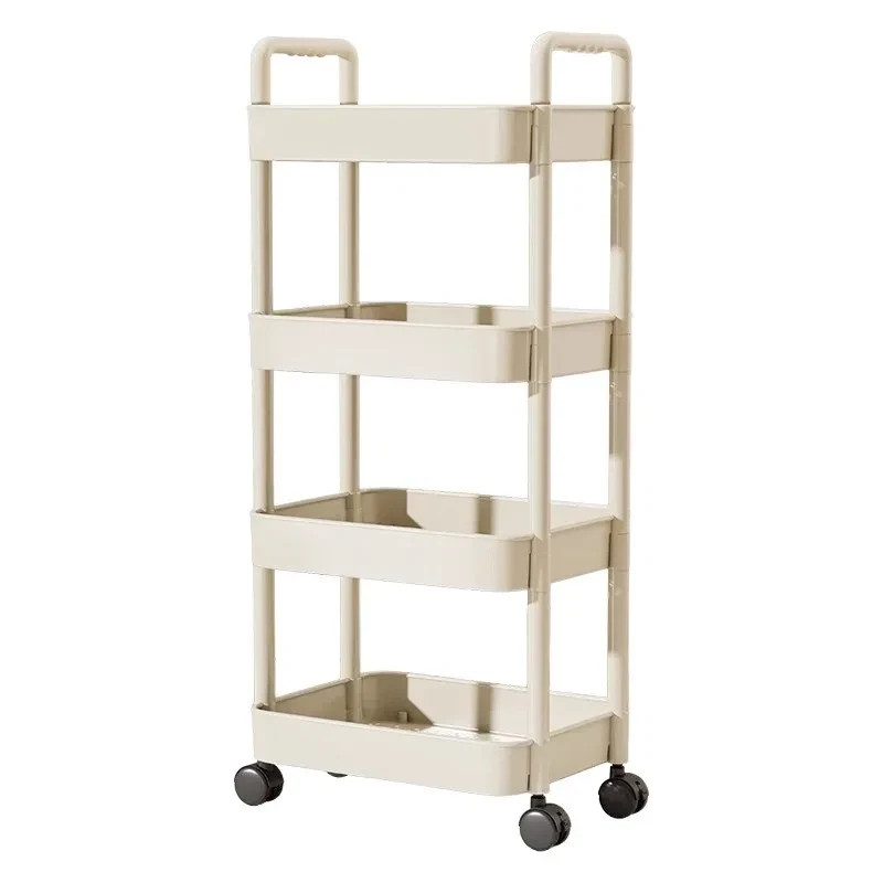 Multi-Layer Storage Trolley with Handlebar Floor-Standing Rack for Kitchen & Bat