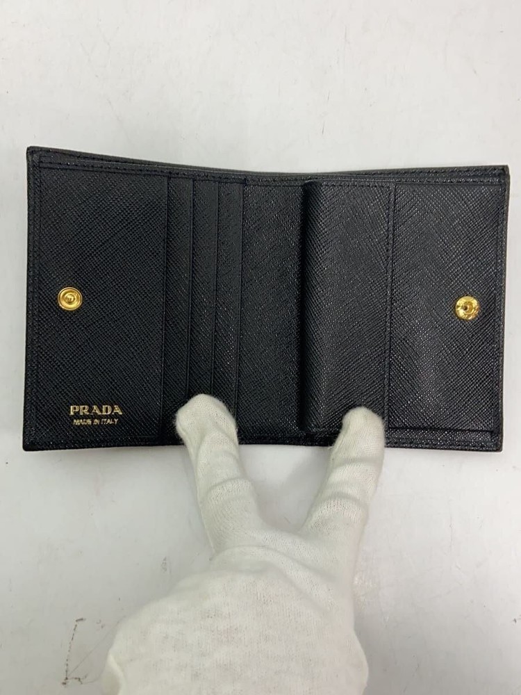 PRADA fold wallet bi-fold leather Black mens Used