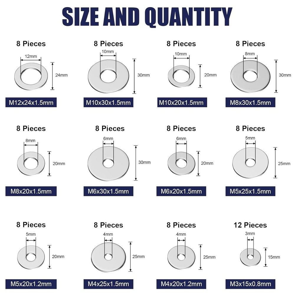 Stainless Steel Flat Washers Assortment