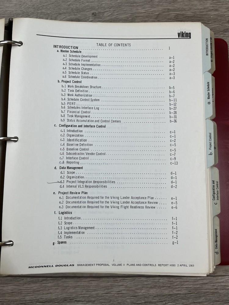 RARE Viking Space Program Proposal McDonnell Douglas Plans & Control Vol 1 & 2