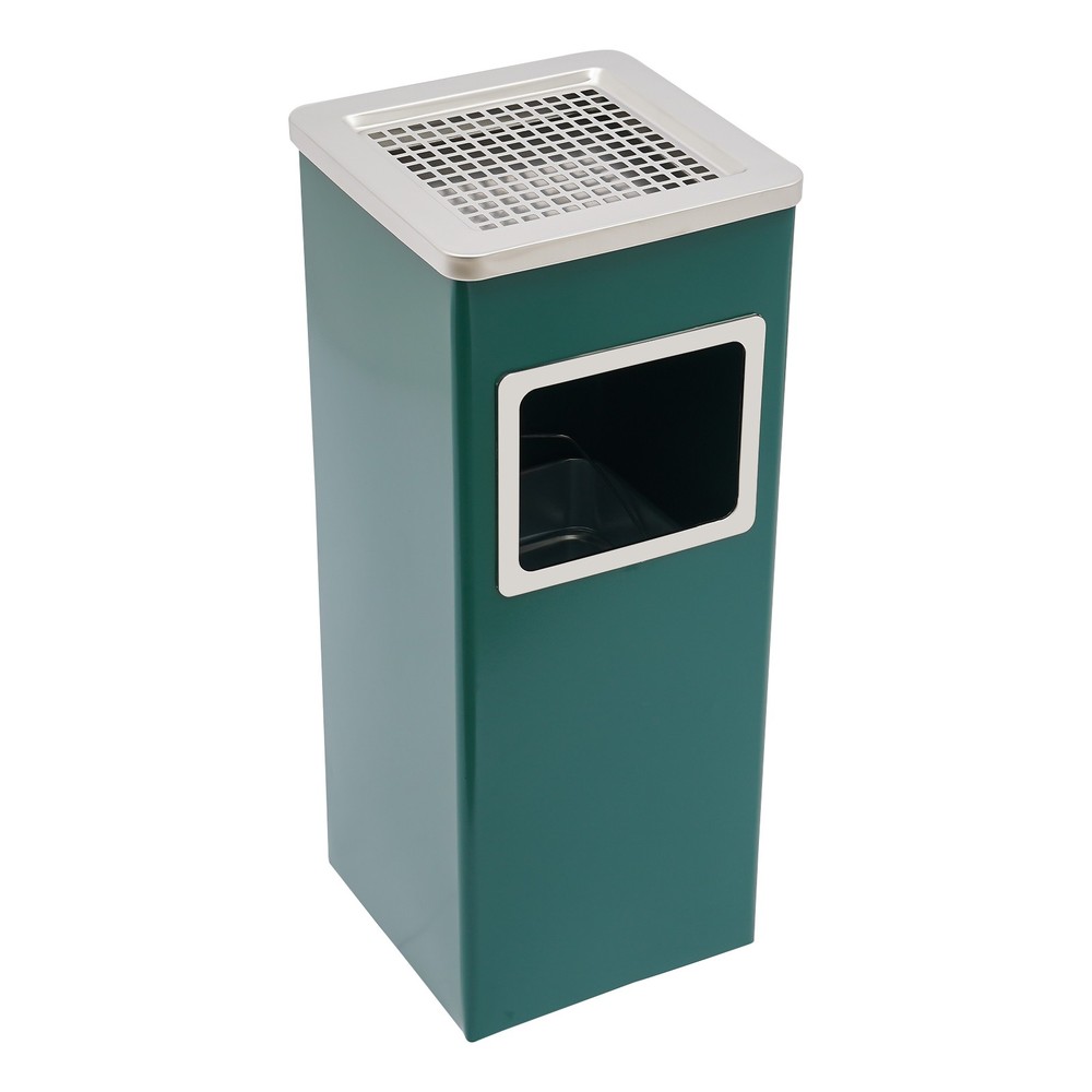 Trash Bin Outdoor Waste Container Square Trash Can w/ Removable Inner Can