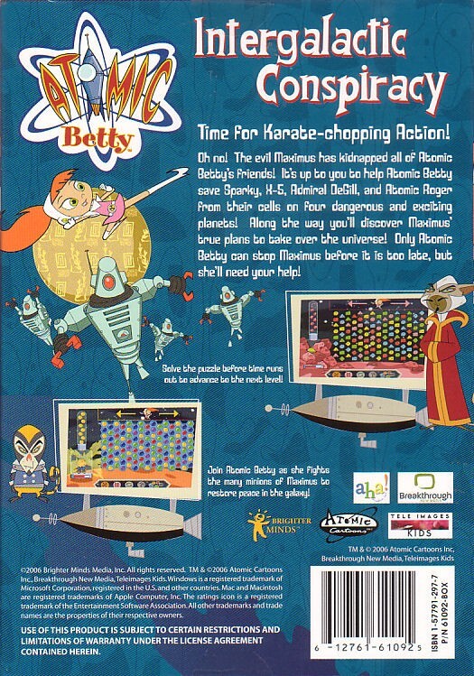 Atomic Betty INTERGALACTIC CONSPIRACY Puzzle Windows Mac PC Game NEW!