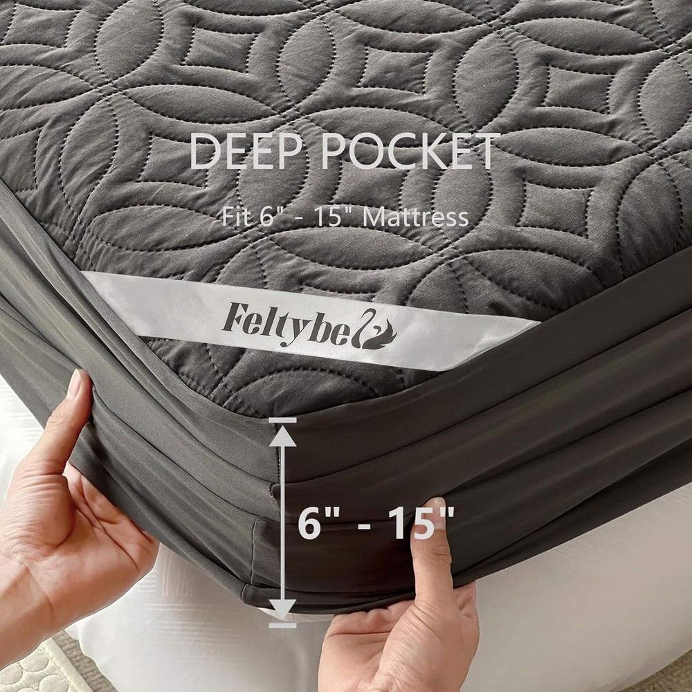 Full Size 54"x75" Waterproof Mattress Protector, Soft Bed Grey