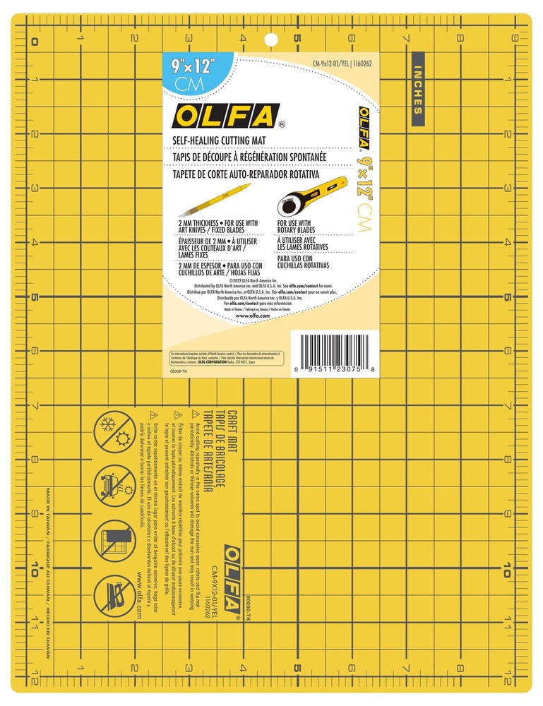 OLFA Double-Sided Self-Healing Cutting Mat 9"X12"-Yellow