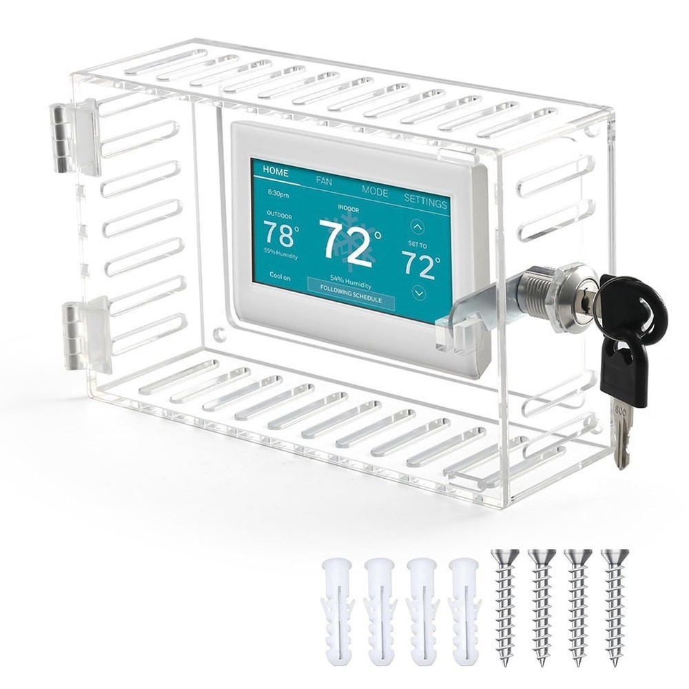 Transparent Thermostat Lock Box with Keys for Enhanced Security Features